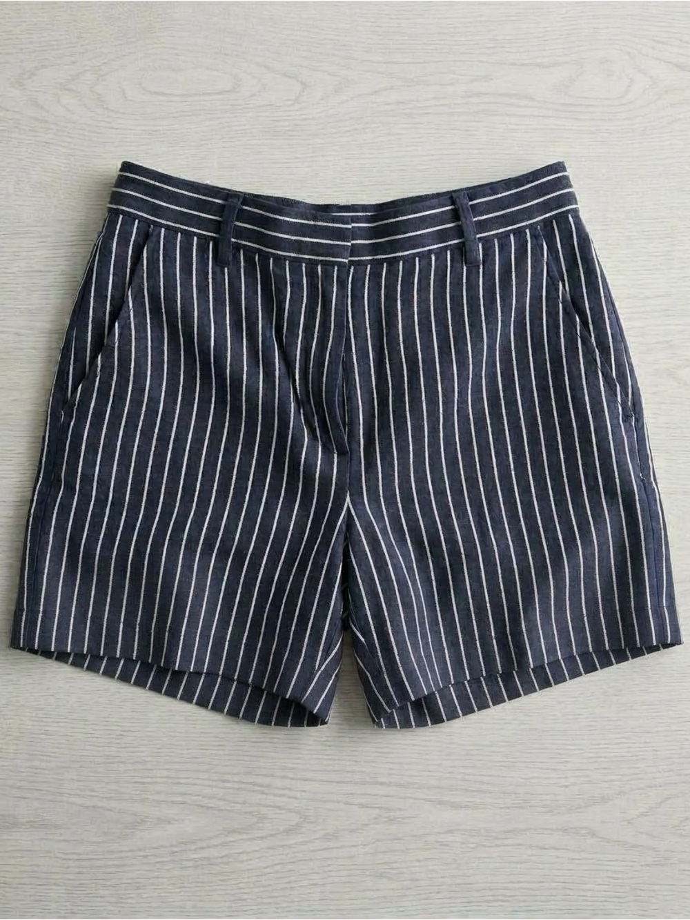 Abercrombie & Fitch Navy Pinstripe Trouser Shorts | M